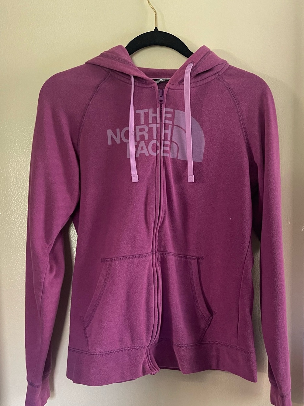 The North Face Purple Zip-Up Hooded Sweatshirt